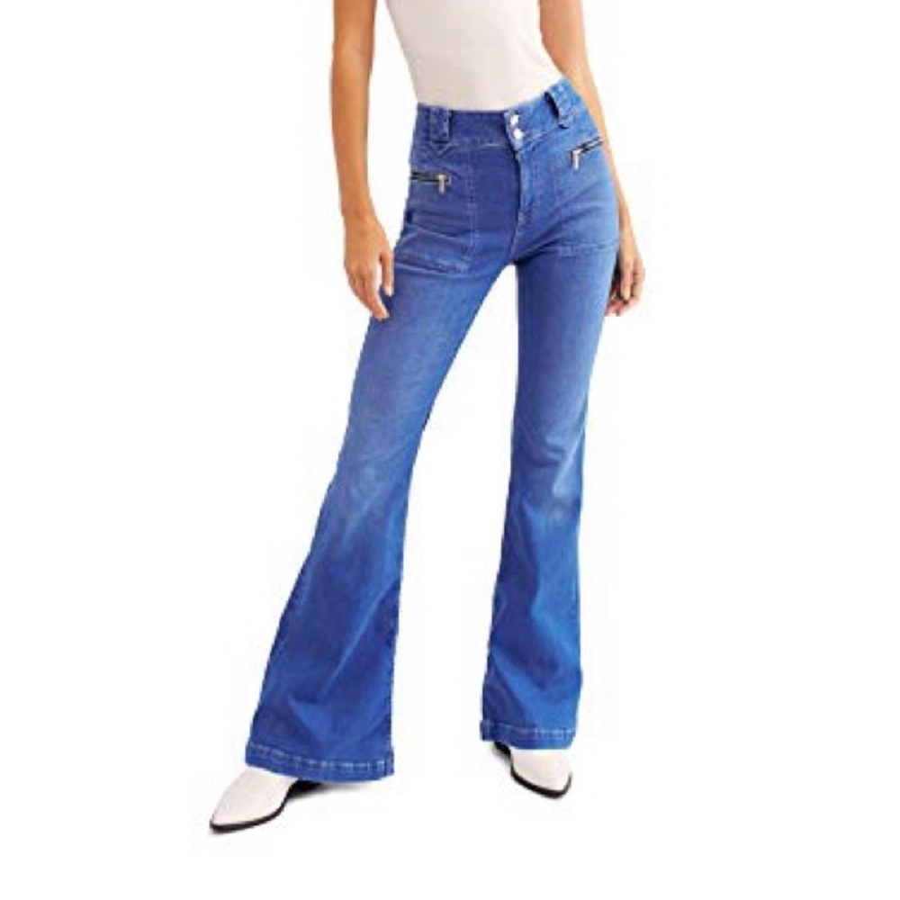 Free People Palazzo Flare / Wide Leg Jeans in Blue Size 29